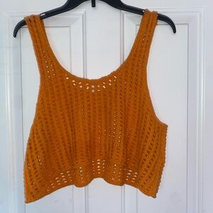 Orange mesh tank top